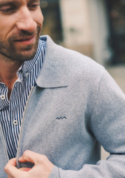Gilet zippé homme col façon chemise gris