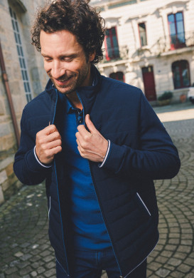 Veste homme bi-matière bleu marine Veste homme bi-matière bleu marine