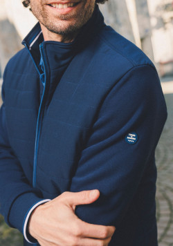 Veste homme bi-matière bleu marine