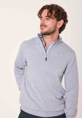 Pull homme col camionneur avec laine gris - EOM Pull homme col camionneur avec laine gris - EOM