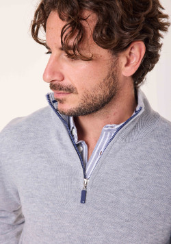 Pull homme col camionneur avec laine gris - EOM