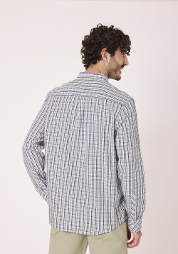 Chemise manches longues homme à carreaux bleus