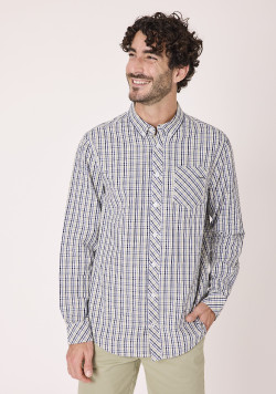Chemise manches longues homme à carreaux bleus