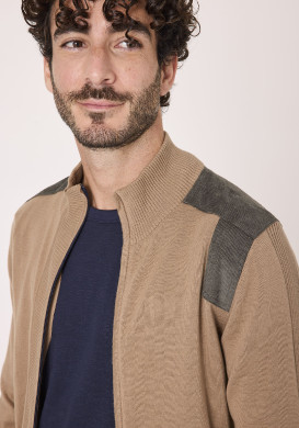 Gilet zippé 100% coton Beige Homme Gilet zippé 100% coton Beige Homme