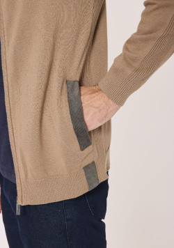 Gilet zippé 100% coton Beige Homme