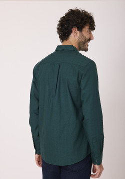 Chemise manches longues verte 100% coton Homme