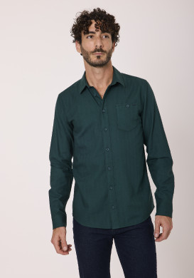 Chemise manches longues verte 100% coton Homme Chemise manches longues verte 100% coton Homme