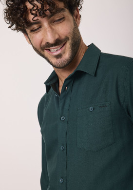 Chemise manches longues verte 100% coton Homme Chemise manches longues verte 100% coton Homme
