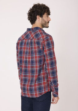 Chemise homme manches longues à carreaux 100% coton