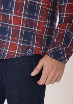 Chemise homme manches longues à carreaux 100% coton