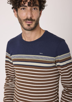 Marinière manches longues 100% coton Bleu marine Homme