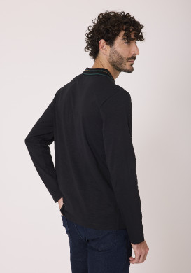 Polo manches longues 100% coton noir Homme Polo manches longues 100% coton noir Homme