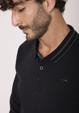 Polo manches longues 100% coton noir Homme Polo manches longues 100% coton noir Homme