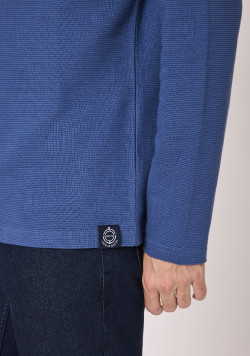 Polo manches longues 100% coton Bleu Homme