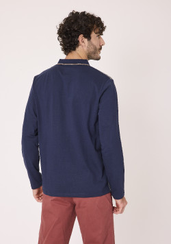 Polo manches longues 100% coton Bleu marine Homme