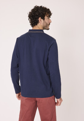 Polo manches longues 100% coton Bleu marine Homme