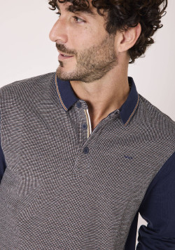 Polo manches longues 100% coton Bleu marine Homme