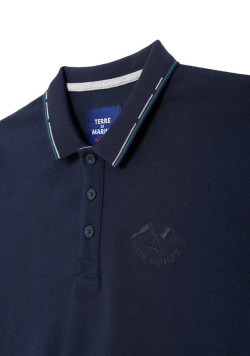 Polo bleu marine 100% coton Homme