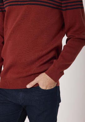 Pull 100% coton Bordeau et Bleu marine Homme Pull 100% coton Bordeau et Bleu marine Homme