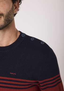 Pull 100% coton Bordeau et Bleu marine Homme Pull 100% coton Bordeau et Bleu marine Homme