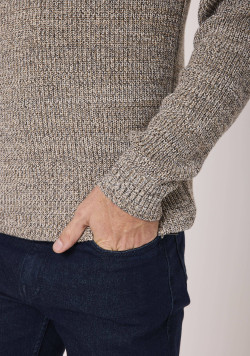 Pull manches longues 100% coton Beige Homme