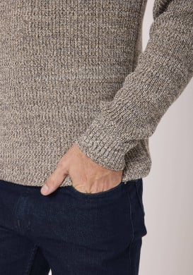 Pull manches longues 100% coton Beige Homme Pull manches longues 100% coton Beige Homme