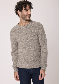 Pull manches longues 100% coton Beige Homme