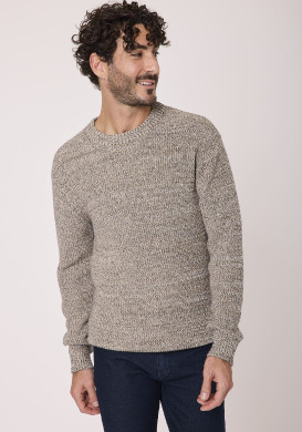 Pull manches longues 100% coton Beige Homme Pull manches longues 100% coton Beige Homme
