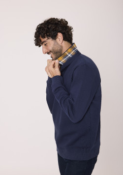 Sweat avec Col polo Bleu marine Homme