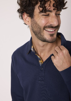 Sweat avec Col polo Bleu marine Homme