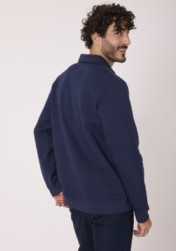 Sweat avec Col polo Bleu marine Homme