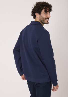 Sweat avec Col polo Bleu marine Homme Sweat avec Col polo Bleu marine Homme
