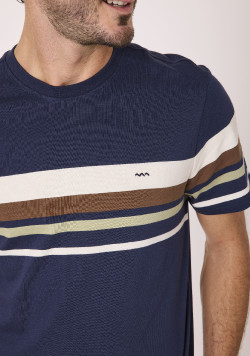 Tee shirt manches courtes 100% coton Bleu marine Homme
