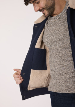 Veste homme col sherpa bleu marine