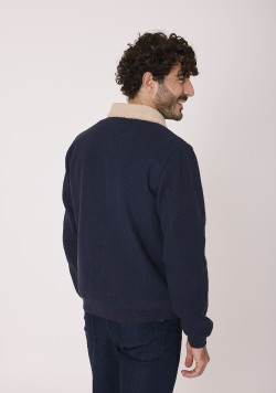 Veste homme col sherpa bleu marine