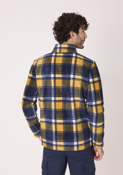 Veste polaire à carreaux Bleu marine et jaune Homme
