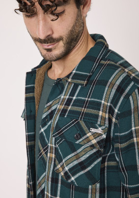 Veste doublée sherpa manches longues à carreaux Vert Homme Veste doublée sherpa manches longues à carreaux Vert Homme
