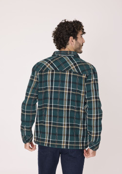 Veste doublée sherpa manches longues à carreaux Vert Homme