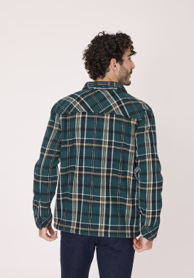 Veste doublée sherpa manches longues à carreaux Vert Homme Veste doublée sherpa manches longues à carreaux Vert Homme