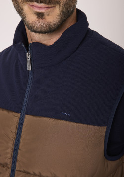 Veste sans manches Bleu marine et marron Homme