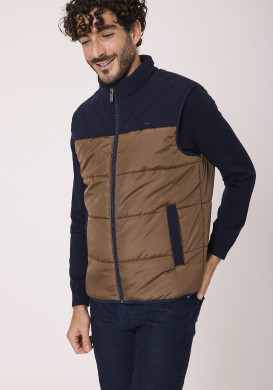 Veste sans manches Bleu marine et marron Homme