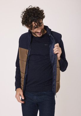 Veste sans manches Bleu marine et marron Homme