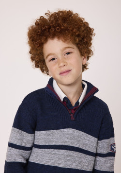Pull à rayures 100% coton Bleu marine Garçon