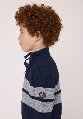 Pull à rayures 100% coton Bleu marine Garçon Pull à rayures 100% coton Bleu marine Garçon