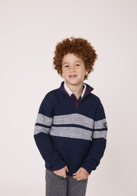 Pull à rayures 100% coton Bleu marine Garçon Pull à rayures 100% coton Bleu marine Garçon