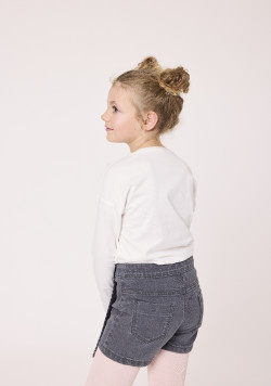 Tee shirt manches longues 100% coton Blanc Fille