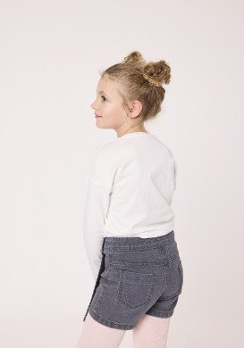 Tee shirt manches longues 100% coton Blanc Fille Tee shirt manches longues 100% coton Blanc Fille