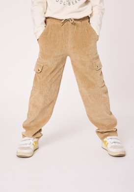 Pantalon cargo garçon velours côtelé beige Pantalon cargo garçon velours côtelé beige