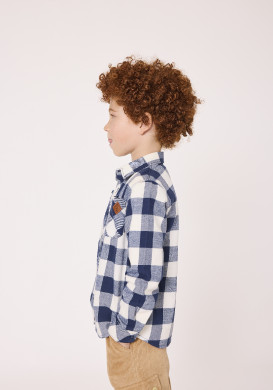 Chemise manches longues à carreaux bleu marine Garçon Chemise manches longues à carreaux bleu marine Garçon