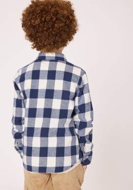 Chemise manches longues à carreaux bleu marine Garçon Chemise manches longues à carreaux bleu marine Garçon
